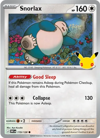 Snorlax #119 · 30th Celebration Pokémon card