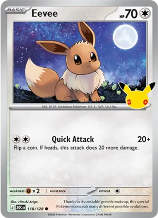 Eevee #118 · 30th Celebration Pokémon card