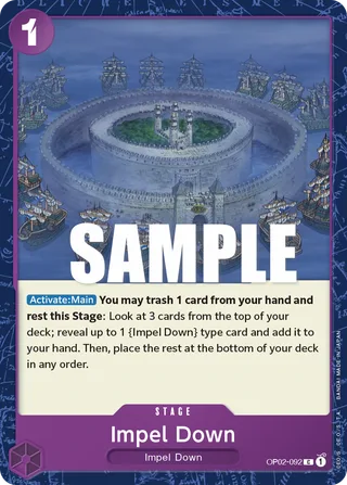 Impel Down #OP02-092 · Paramount War Pre-Release Cards One Piece card