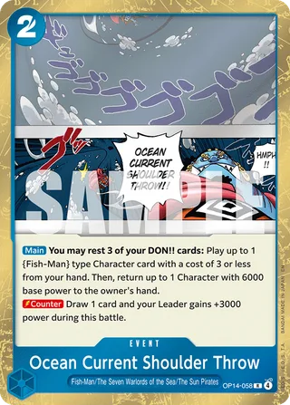 Ocean Current Shoulder Throw #OP14-058 · The Azure Sea's Seven One Piece card
