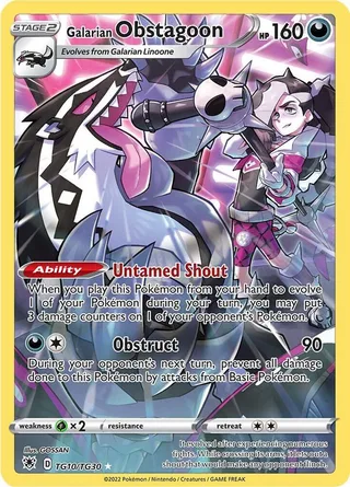 Galarian Obstagoon #TG10 · Astral Radiance Trainer Gallery Pokémon card