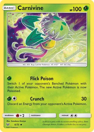 Carnivine #6 · Shining Legends Pokémon card