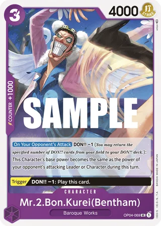 Mr.2.Bon.Kurei (Bentham) #OP04-069 · Kingdoms of Intrigue Pre-Release Cards One Piece card