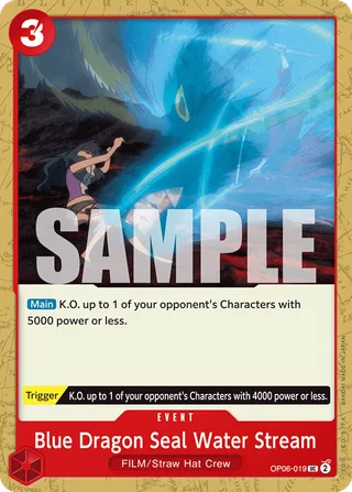 Blue Dragon Seal Water Stream #OP06-019 · Wings of the Captain Pre-Release Cards One Piece card