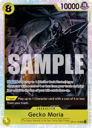 Gecko Moria #OP14-104 · The Azure Sea's Seven One Piece card