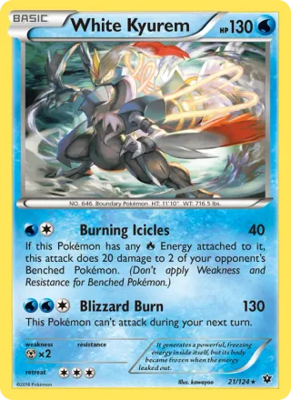 White Kyurem #21 · Fates Collide Pokémon card