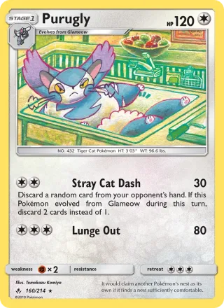 Purugly #160 · Unbroken Bonds Pokémon card