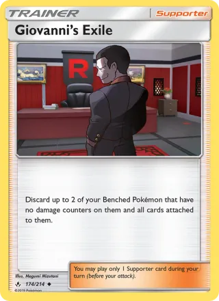 Giovanni’s Exile #174 · Unbroken Bonds Pokémon card