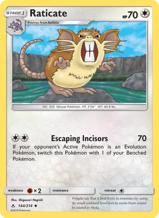 Raticate #144 · Unbroken Bonds Pokémon card