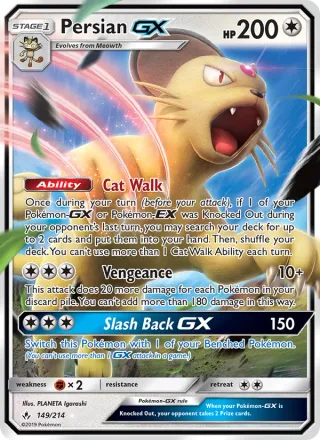 Persian GX #149 · Unbroken Bonds Pokémon card