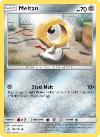 Meltan #128 · Unbroken Bonds Pokémon card