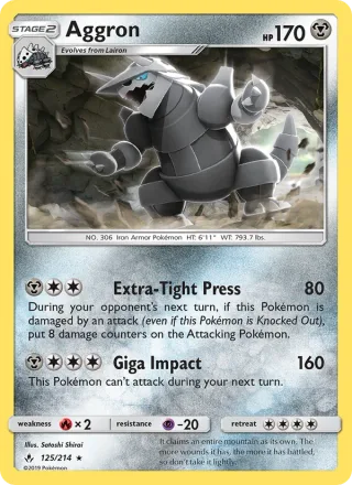 Aggron #125 · Unbroken Bonds Pokémon card