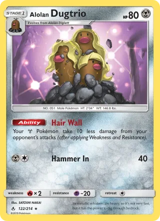 Alolan Dugtrio #122 · Unbroken Bonds Pokémon card