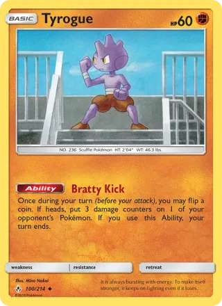 Tyrogue #100 · Unbroken Bonds Pokémon card
