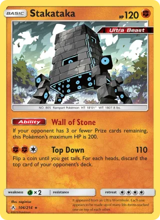 Stakataka #106 · Unbroken Bonds Pokémon card