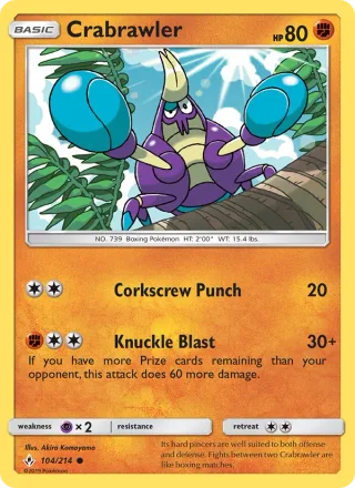 Crabrawler #104 · Unbroken Bonds Pokémon card
