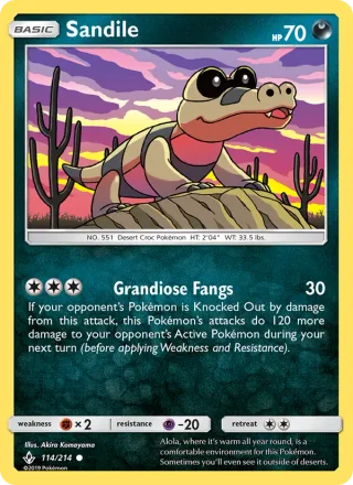 Sandile #114 · Unbroken Bonds Pokémon card