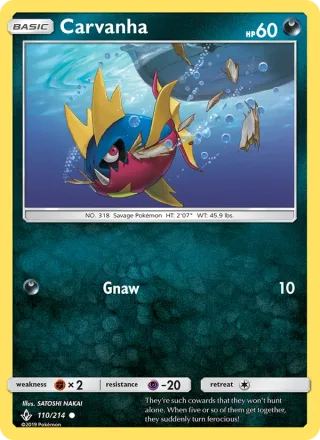 Carvanha #110 · Unbroken Bonds Pokémon card