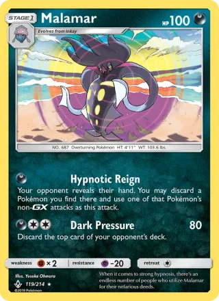 Malamar #119 · Unbroken Bonds Pokémon card
