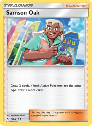 Samson Oak #185 · Unbroken Bonds Pokémon card