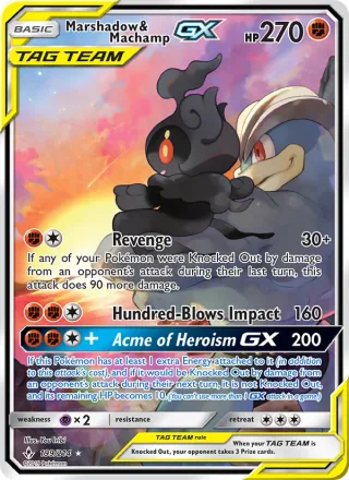 Marshadow & Machamp GX #199 · Unbroken Bonds Pokémon card