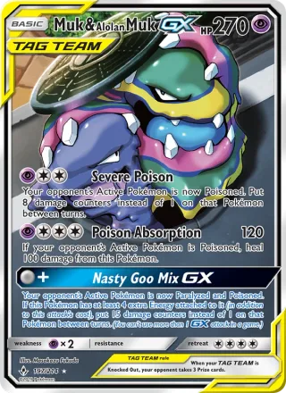 Muk & Alolan Muk GX #197 · Unbroken Bonds Pokémon card