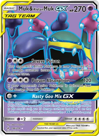 Muk & Alolan Muk GX #196 · Unbroken Bonds Pokémon card