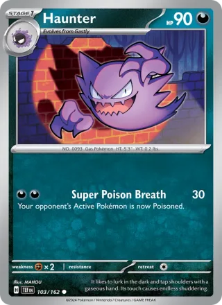 Haunter #103 · Temporal Forces Pokémon card