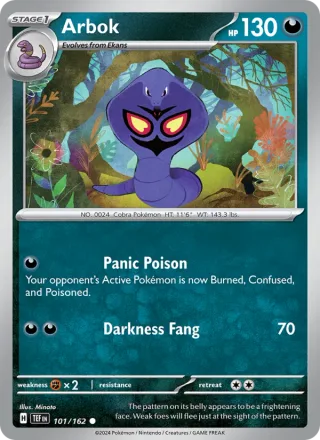 Arbok #101 · Temporal Forces Pokémon card