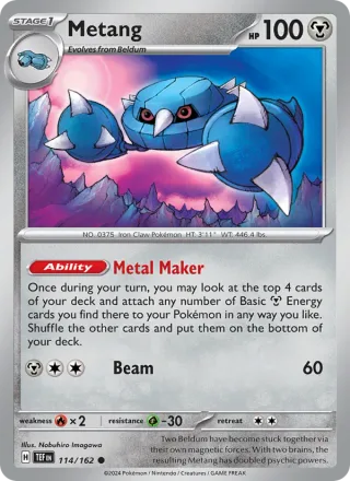 Metang #114 · Temporal Forces Pokémon card