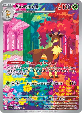 Sawsbuck #166 · Temporal Forces Pokémon card