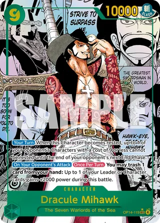 Dracule Mihawk (Manga) #OP14-119-manga · The Azure Sea's Seven One Piece card