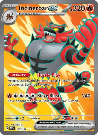 Incineroar ex #187 · Temporal Forces Pokémon card