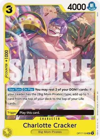 Charlotte Cracker #OP17-104 · The World's Strongest Warriors One Piece card
