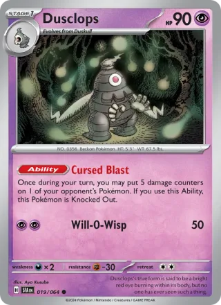 Dusclops #019 · Shrouded Fable Pokémon card