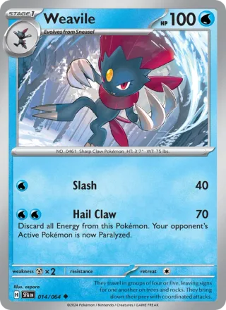 Weavile #014 · Shrouded Fable Pokémon card