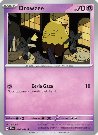 Drowzee #016 · Shrouded Fable Pokémon card