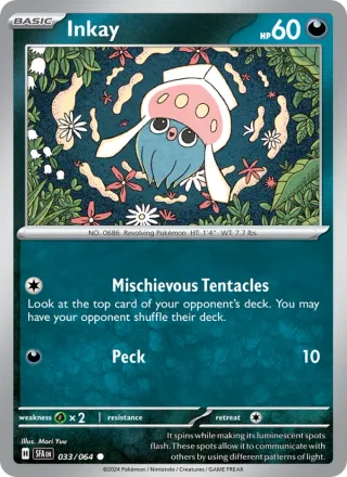 Inkay #033 · Shrouded Fable Pokémon card