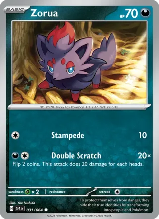 Zorua #031 · Shrouded Fable Pokémon card