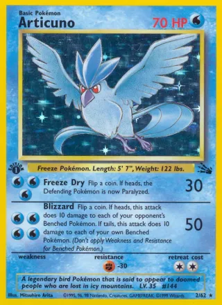 Articuno #2 · Fossil Pokémon card