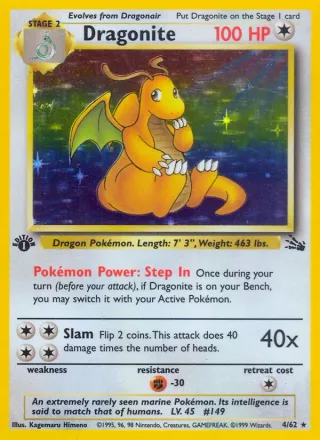 Dragonite #4 · Fossil Pokémon card