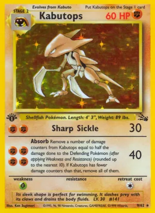Kabutops #9 · Fossil Pokémon card