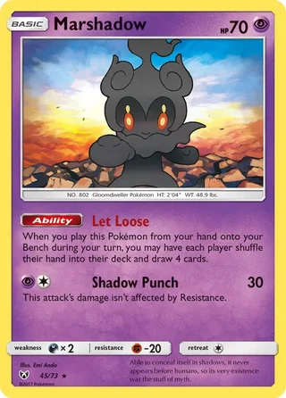 Marshadow #45 · Shining Legends Pokémon card