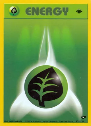 Grass Energy #129 · Gym Challenge Pokémon card
