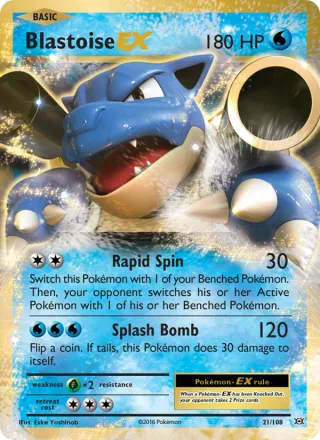 Blastoise EX #21 · Evolutions Pokémon card
