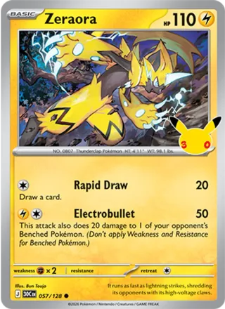 Zeraora #057 · 30th Celebration Pokémon card