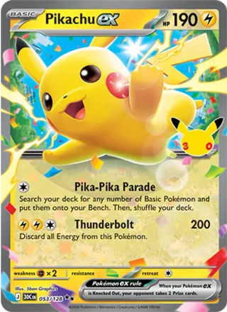 Pikachu ex #053 · 30th Celebration Pokémon card