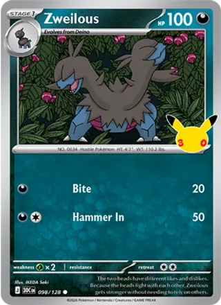Zweilous #098 · 30th Celebration Pokémon card
