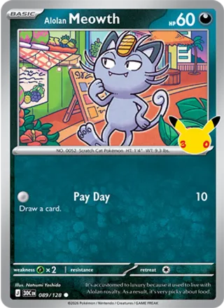 Alolan Meowth #089 · 30th Celebration Pokémon card