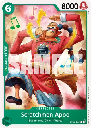 Scratchmen Apoo #OP07-028 · 500 Years in the Future Pre-Release Cards One Piece card